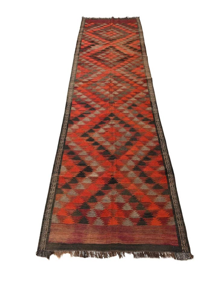 Detail image of  4' 5 x 10' 8  Hand Woven Kilim Fars Wool Runner Rug
