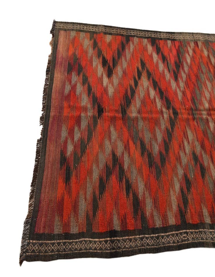 Detail image of  4' 5 x 10' 8  Hand Woven Kilim Fars Wool Runner Rug