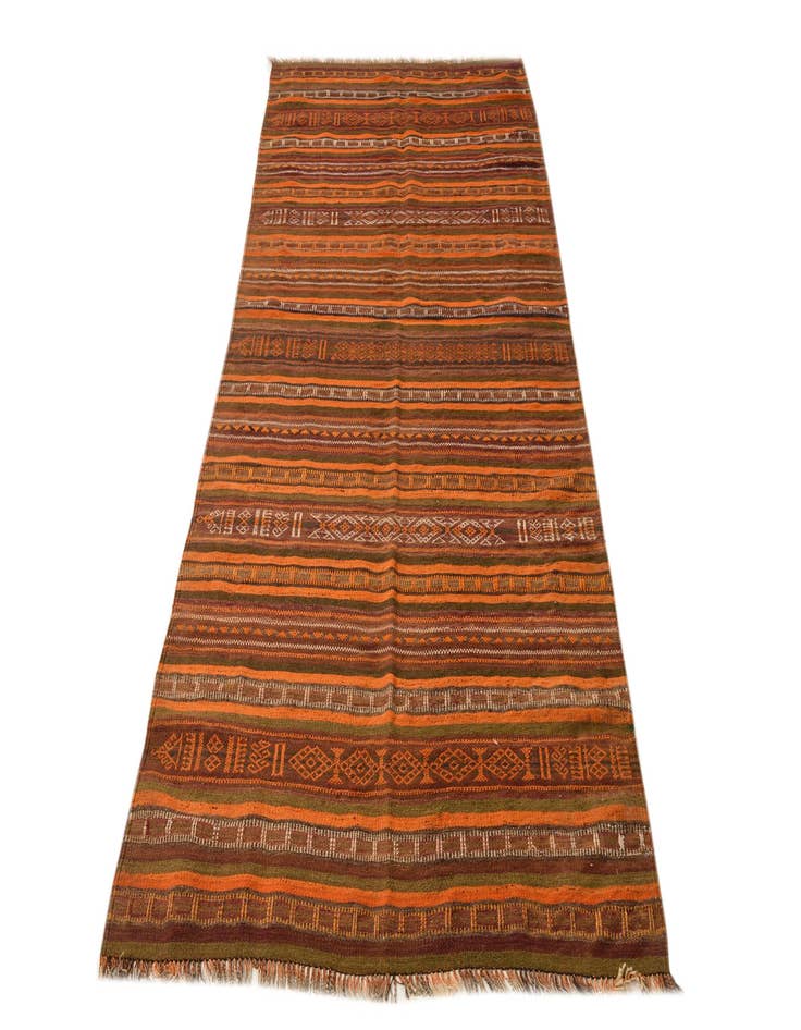 Detail image of  4' 3 x 9' 6  Hand Woven Kilim Fars Wool Runner Rug