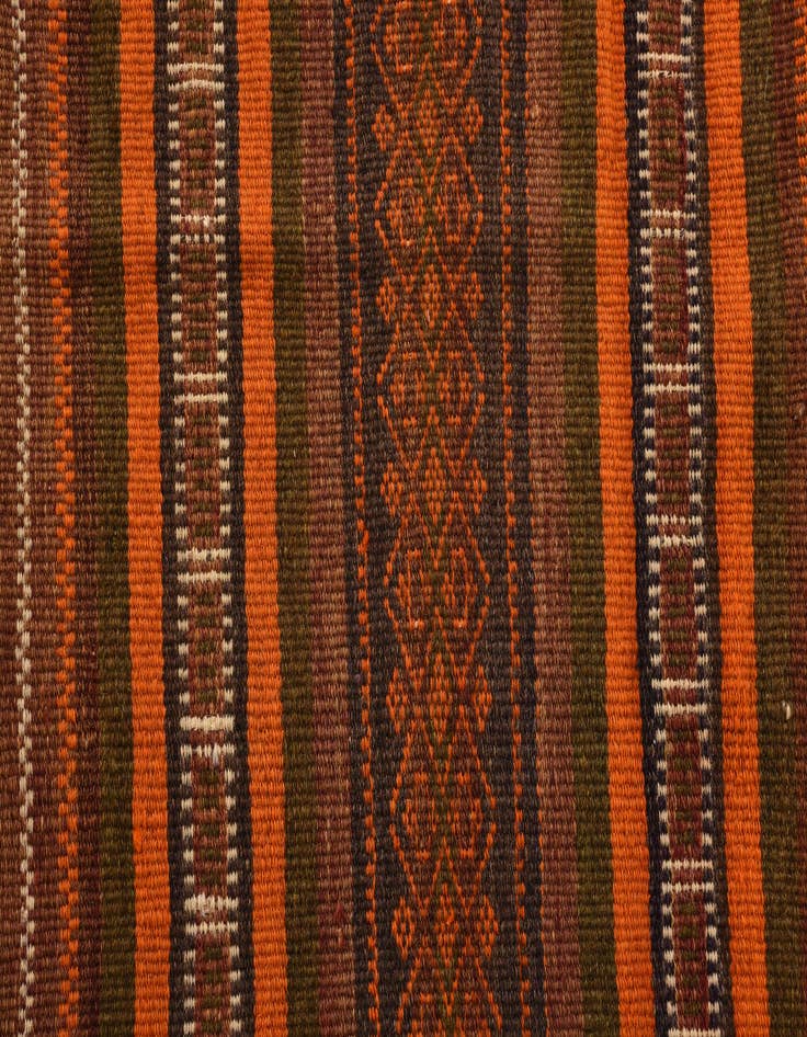 Detail image of  4' 3 x 9' 6  Hand Woven Kilim Fars Wool Runner Rug
