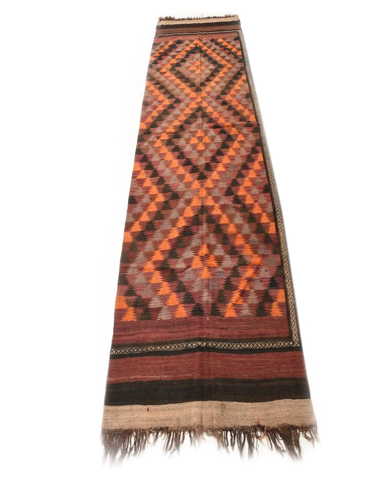 Detail image of  4' 7 x 12' 2  Hand Woven Kilim Fars Wool Runner Rug