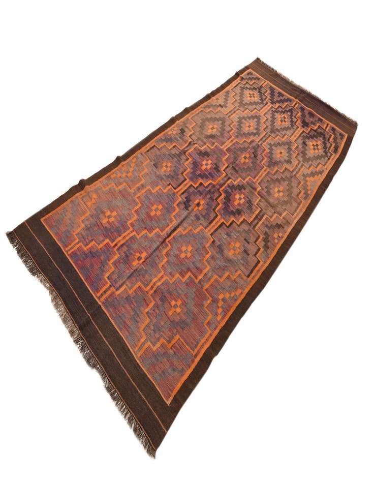 Detail image of  4' 8 x 11'  Hand Woven Kilim Fars Wool Runner Rug