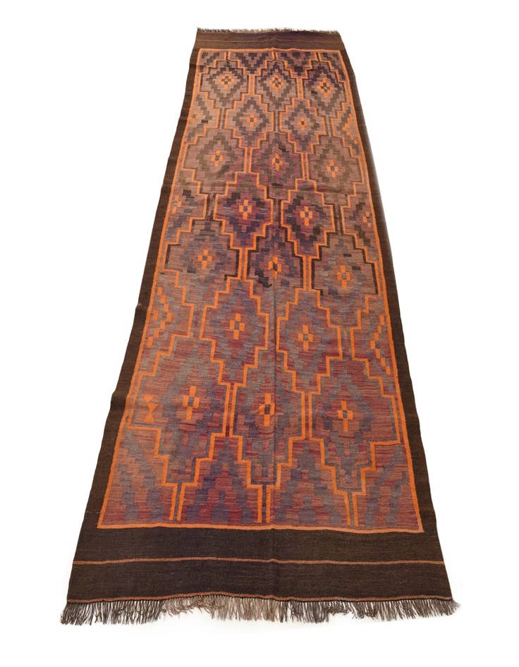 Detail image of  4' 8 x 11'  Hand Woven Kilim Fars Wool Runner Rug