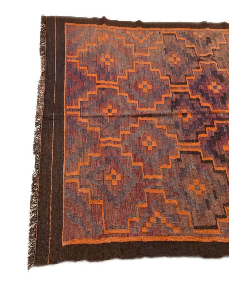 Detail image of  4' 8 x 11'  Hand Woven Kilim Fars Wool Runner Rug