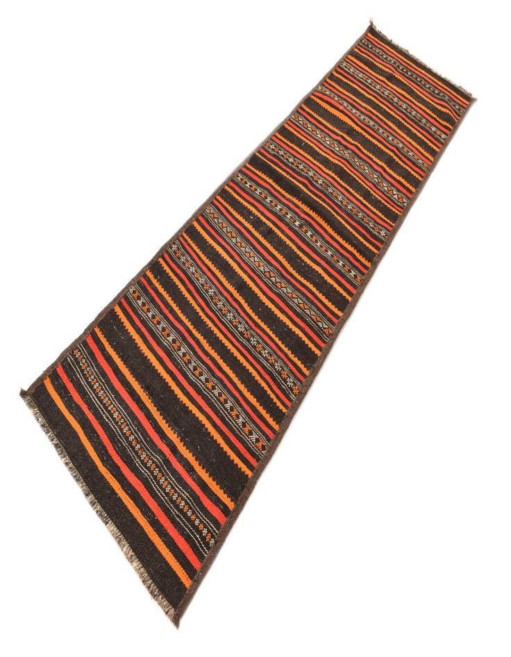 Detail image of 2' 9 x 9' 9 Hand Woven Kilim Fars Wool Runner Rug