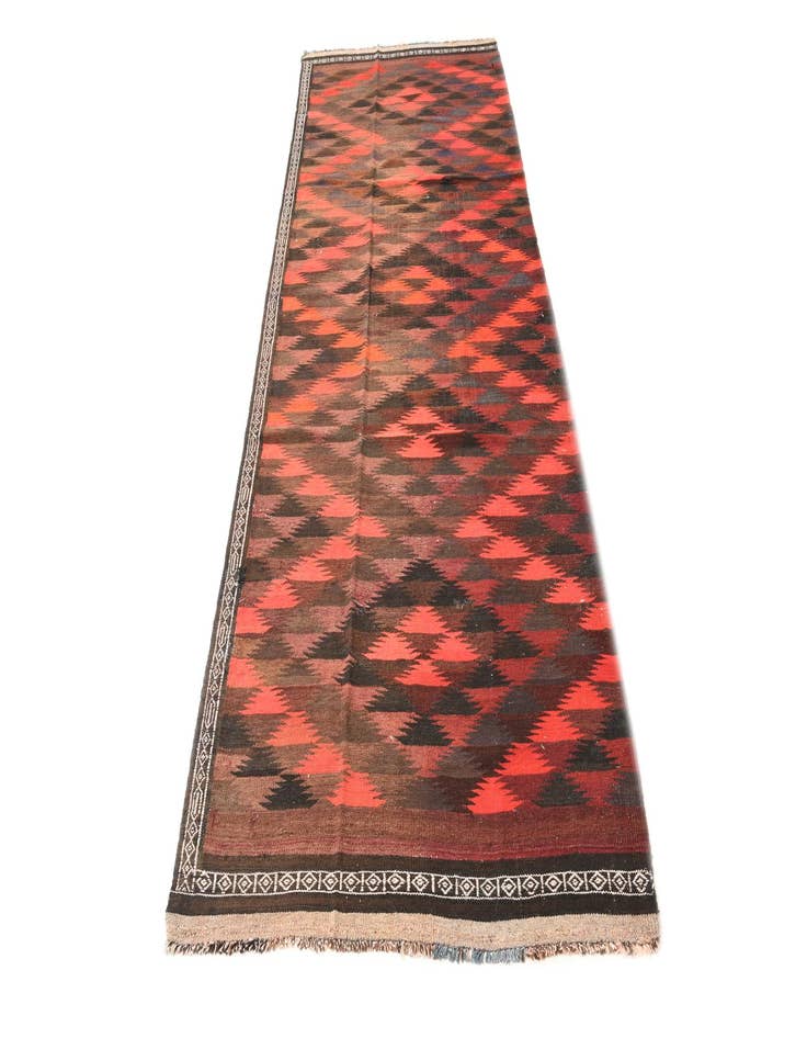 Detail image of  4' 2 x 11' 9  Hand Woven Kilim Fars Wool Runner Rug