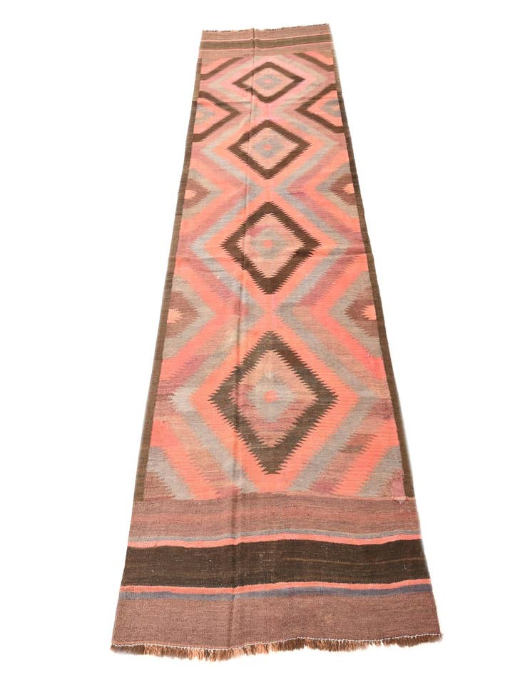 Detail image of  4' 4 x 11' 10  Hand Woven Kilim Fars Wool Runner Rug