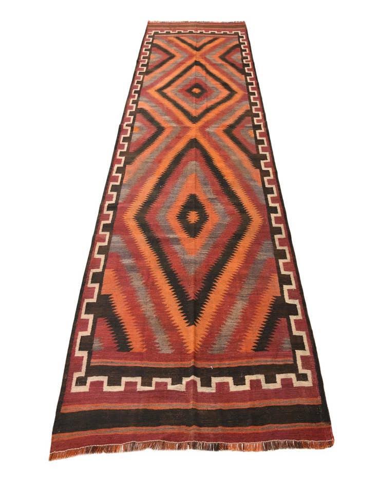 Detail image of  5' x 12' 4  Hand Woven Kilim Fars Wool Runner Rug