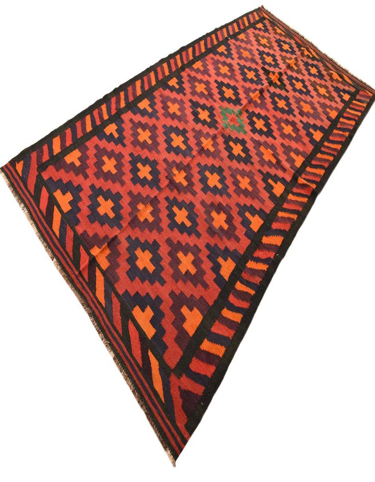 Detail image of  5' 7 x 11' 5  Hand Woven Kilim Fars Wool Runner Rug