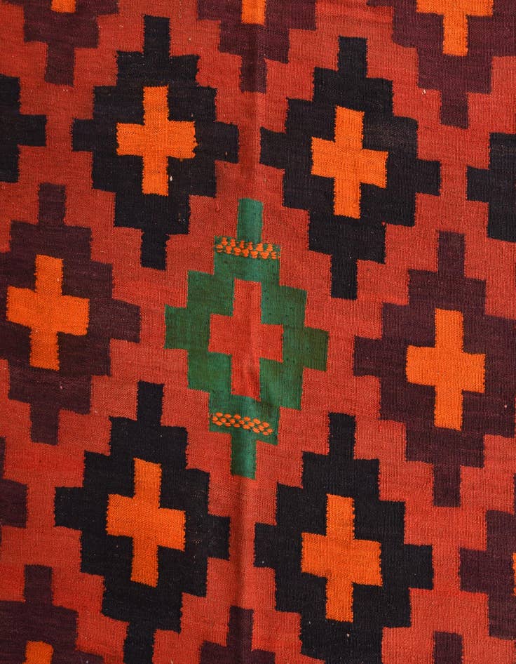 Detail image of  5' 7 x 11' 5  Hand Woven Kilim Fars Wool Runner Rug