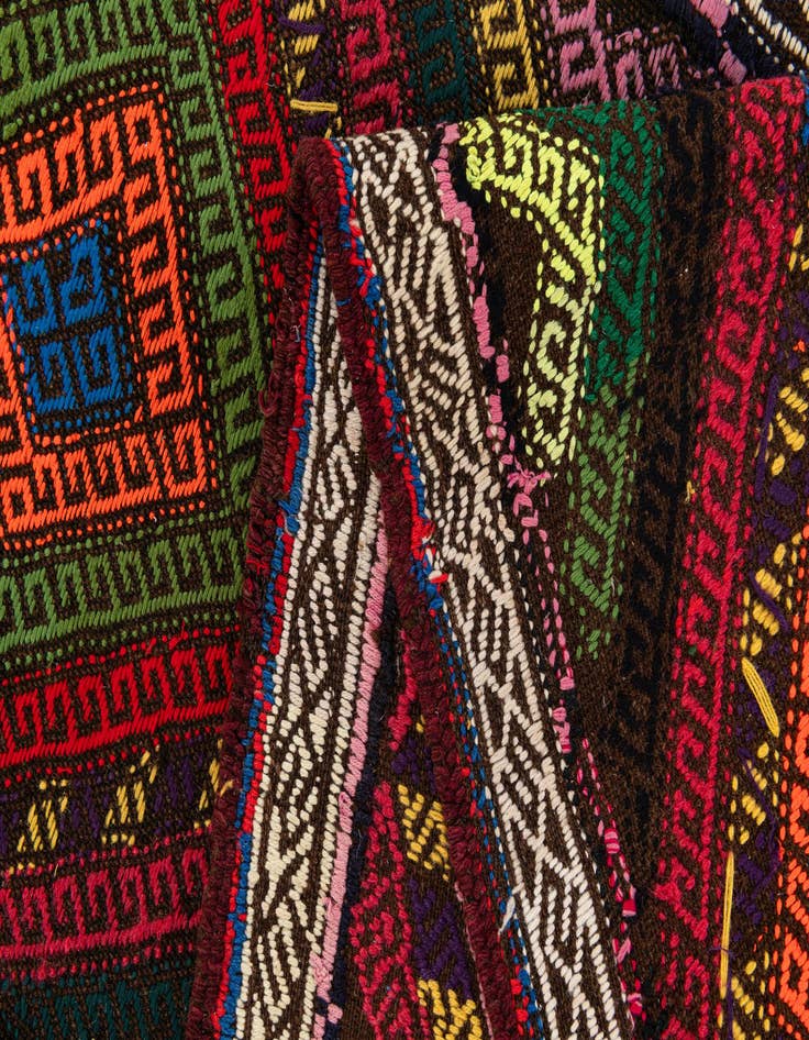 Detail image of  2' 2 x 9' 9  Hand Woven Kilim Fars Wool Runner Rug