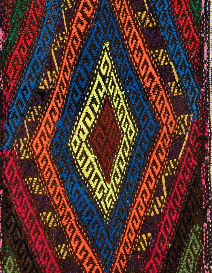 Detail image of  2' 2 x 9' 9  Hand Woven Kilim Fars Wool Runner Rug