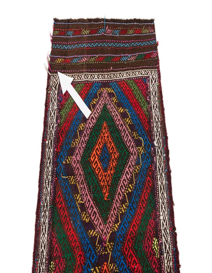 Detail image of  2' 2 x 9' 9  Hand Woven Kilim Fars Wool Runner Rug