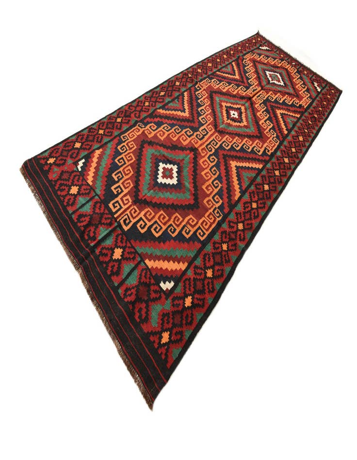 Detail image of  5' 5 x 14' 1  Hand Woven Kilim Fars Wool Runner Rug