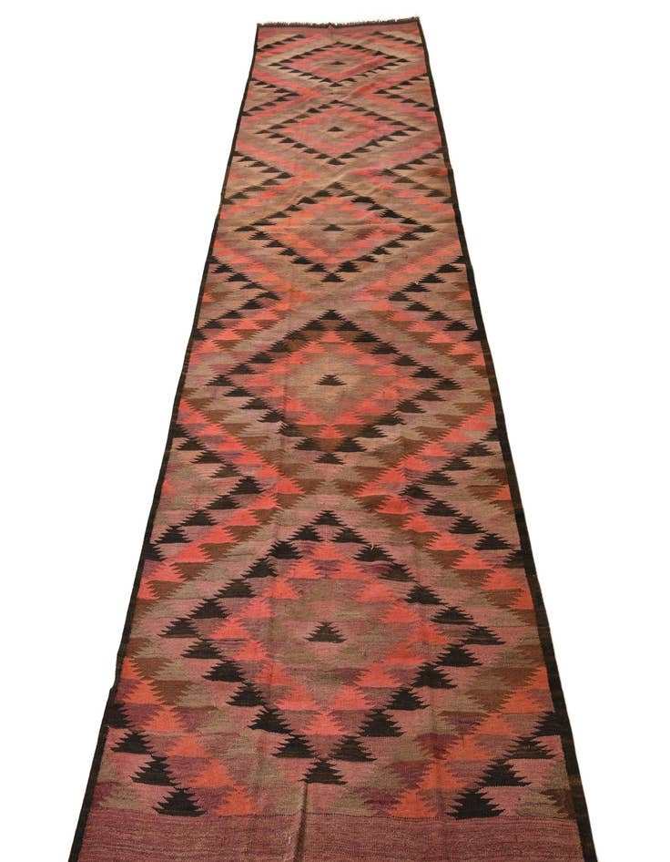 Detail image of  4' 8 x 13' 7  Hand Woven Kilim Fars Wool Runner Rug