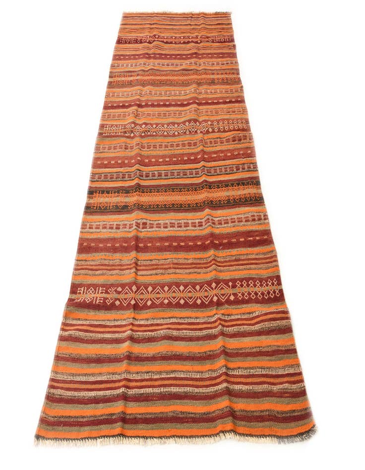 Detail image of  3' 10 x 9' 2  Hand Woven Kilim Fars Wool Runner Rug