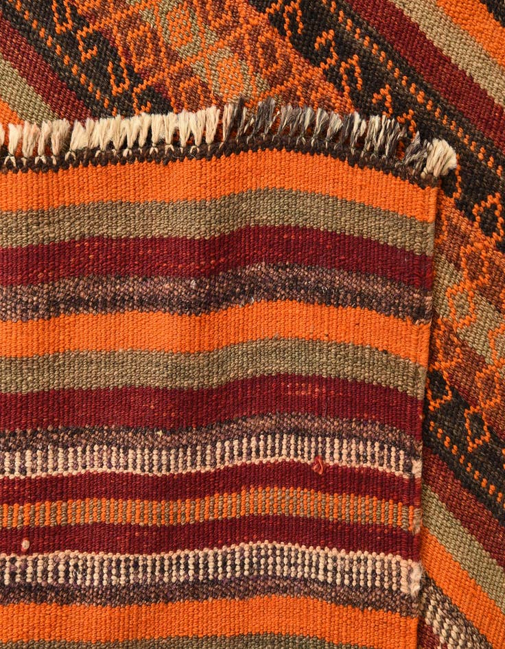 Detail image of  3' 10 x 9' 2  Hand Woven Kilim Fars Wool Runner Rug