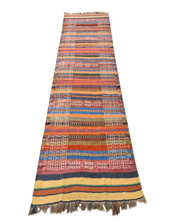 Detail image of  3' 9 x 10'  Hand Woven Kilim Fars Wool Runner Rug