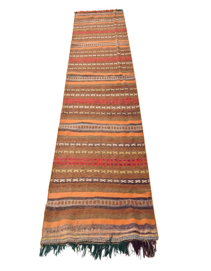 Detail image of  3' 6 x 10'  Hand Woven Kilim Fars Wool Runner Rug