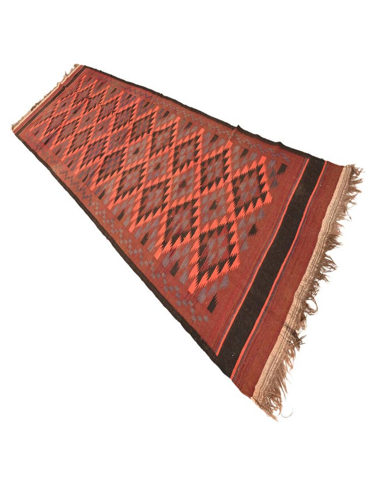 Detail image of  4' 4 x 15' 3  Hand Woven Kilim Fars Wool Runner Rug