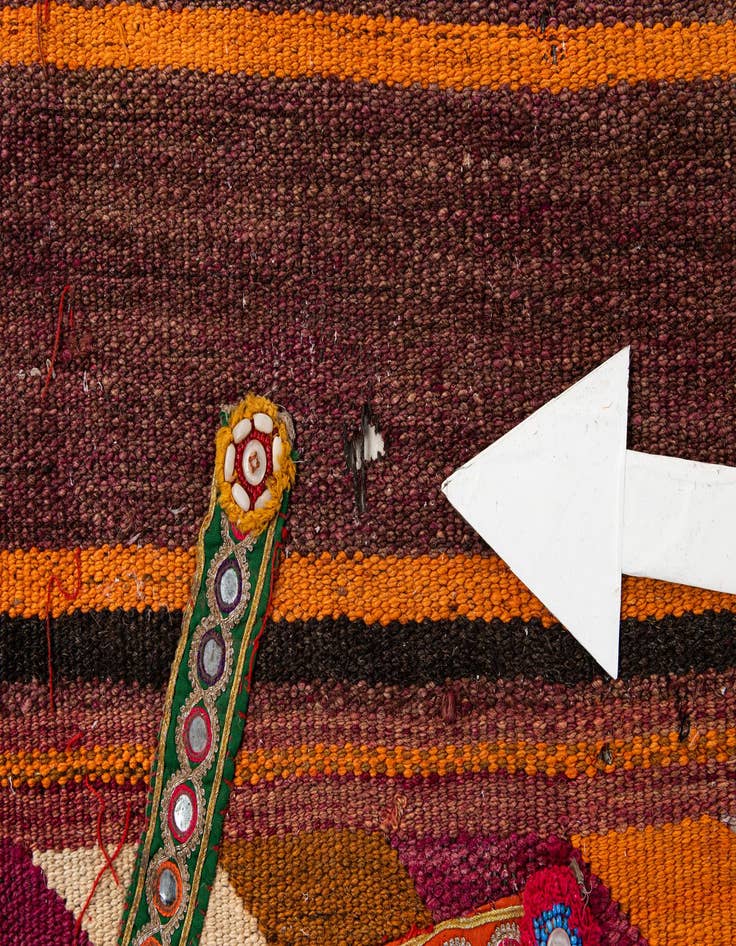 Detail image of 4' 7 x 11' 2 Hand Woven Kilim Fars Wool Runner Rug