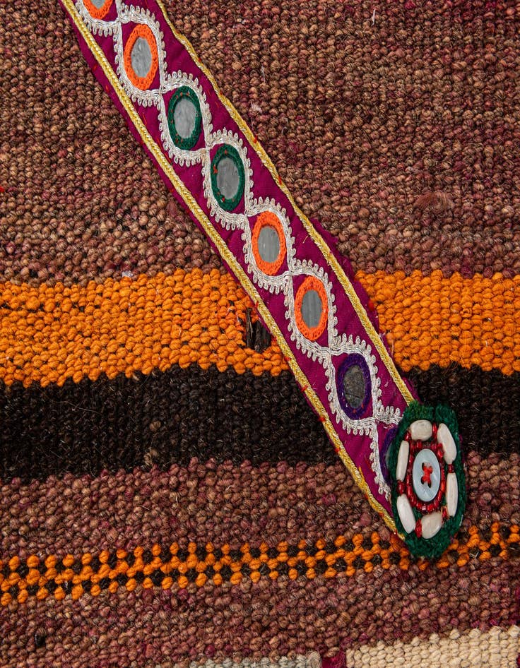 Detail image of 4' 7 x 11' 2 Hand Woven Kilim Fars Wool Runner Rug