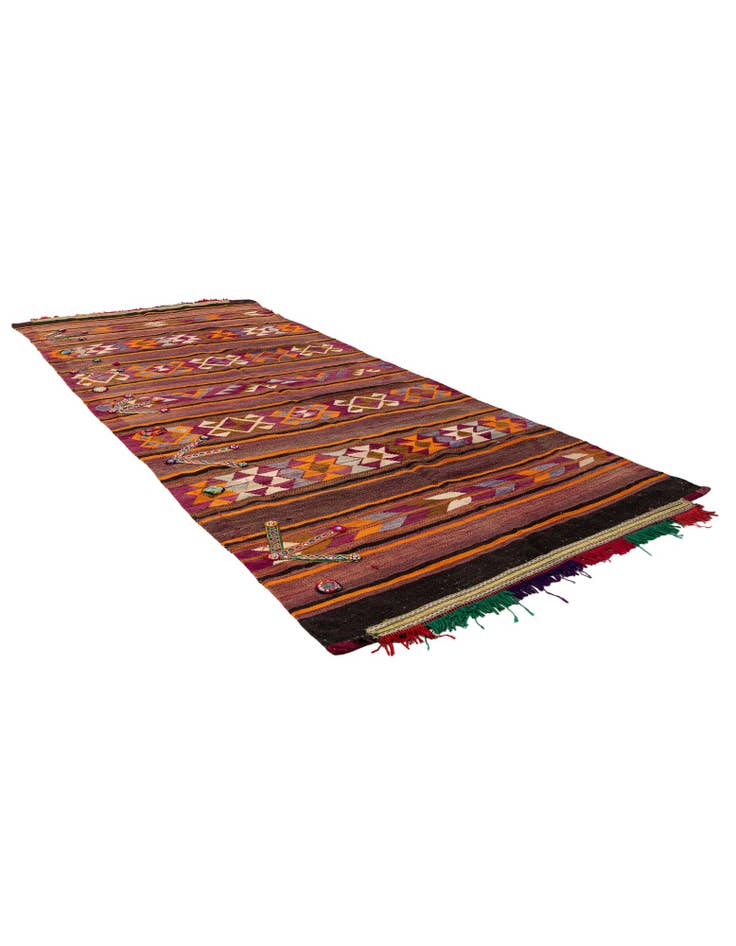 Detail image of 4' 7 x 11' 2 Hand Woven Kilim Fars Wool Runner Rug