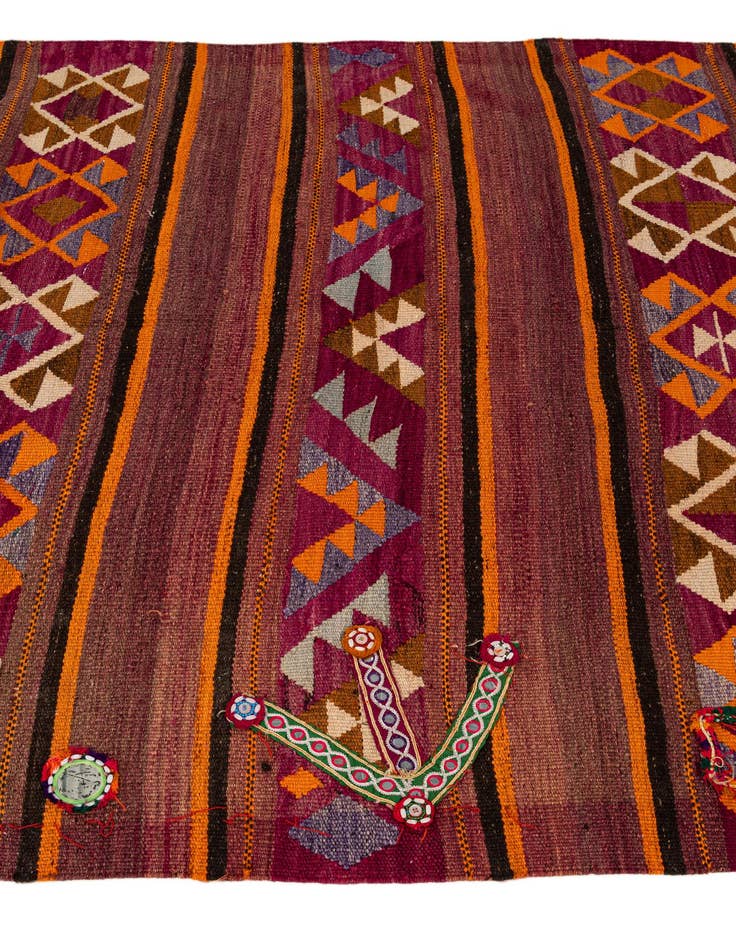 Detail image of 4' 7 x 11' 2 Hand Woven Kilim Fars Wool Runner Rug