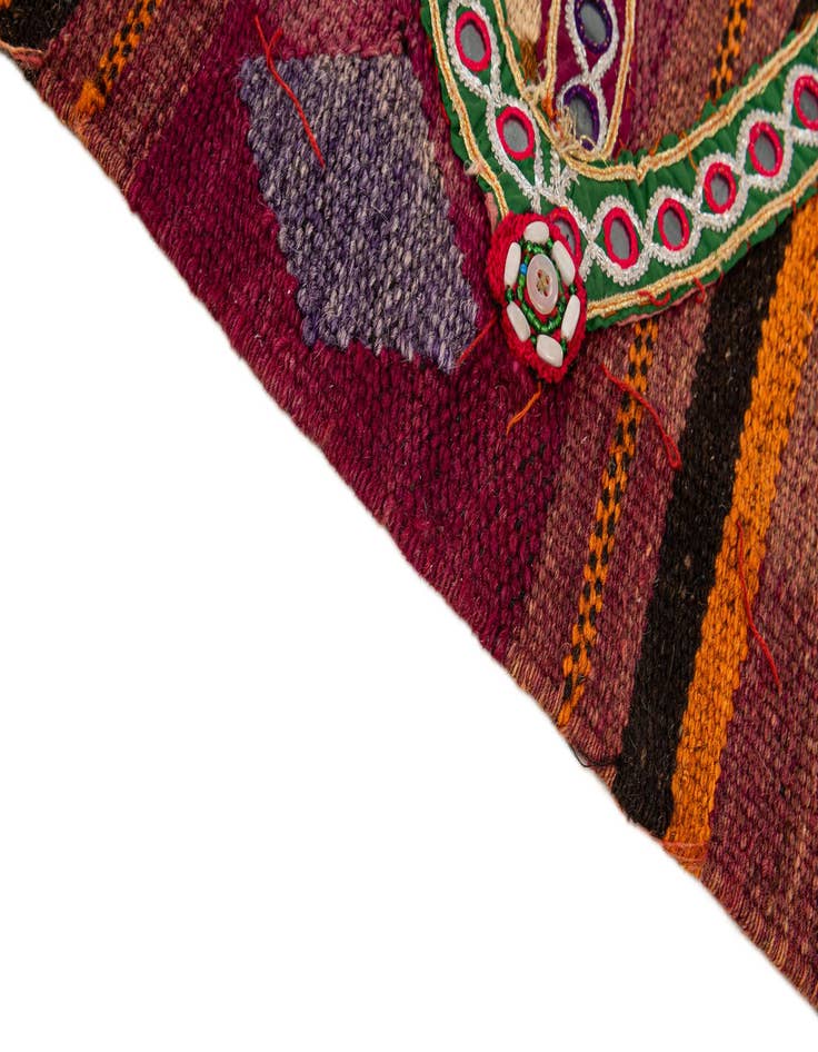 Detail image of 4' 7 x 11' 2 Hand Woven Kilim Fars Wool Runner Rug