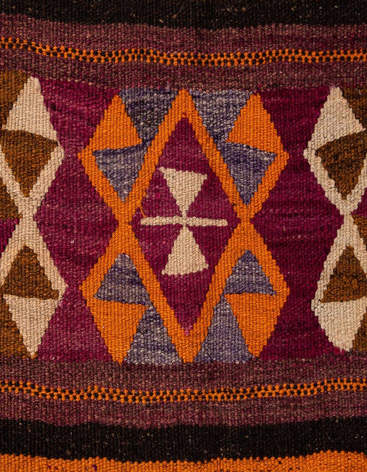 Detail image of 4' 7 x 11' 2 Hand Woven Kilim Fars Wool Runner Rug