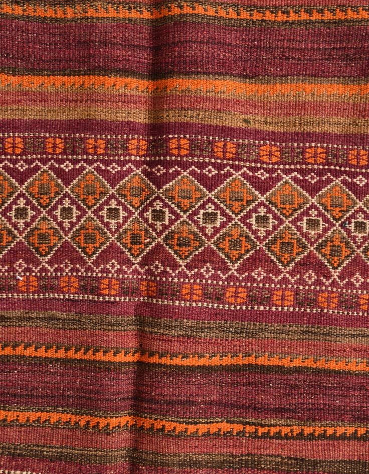Detail image of  4' 6 x 13' 4  Hand Woven Kilim Fars Wool Runner Rug
