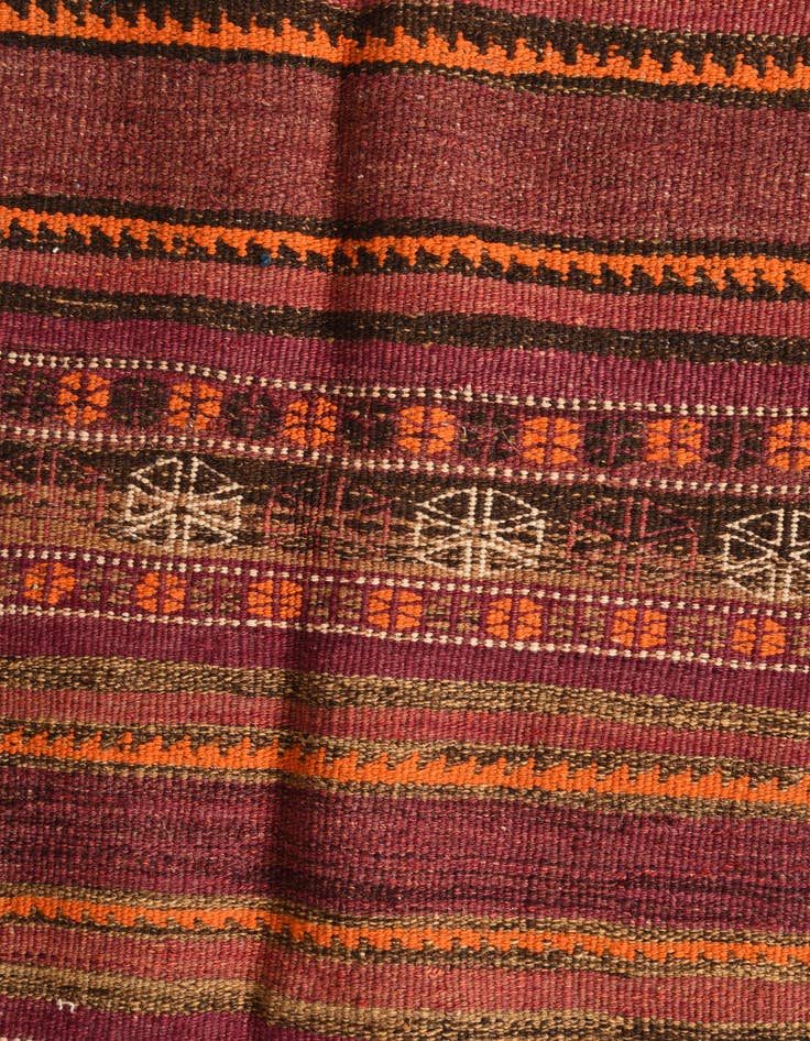 Detail image of  4' 6 x 13' 4  Hand Woven Kilim Fars Wool Runner Rug