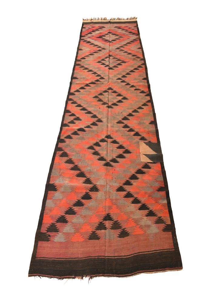 Detail image of  4' 8 x 11' 10  Hand Woven Kilim Fars Wool Runner Rug