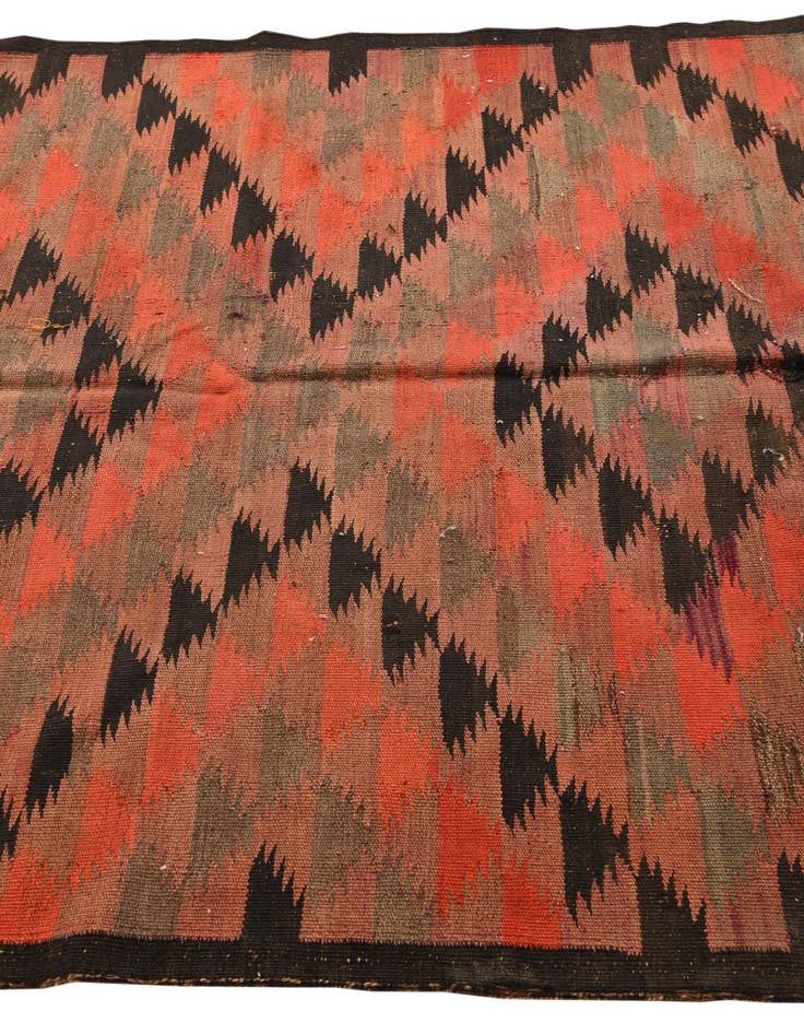 Detail image of  4' 8 x 11' 10  Hand Woven Kilim Fars Wool Runner Rug