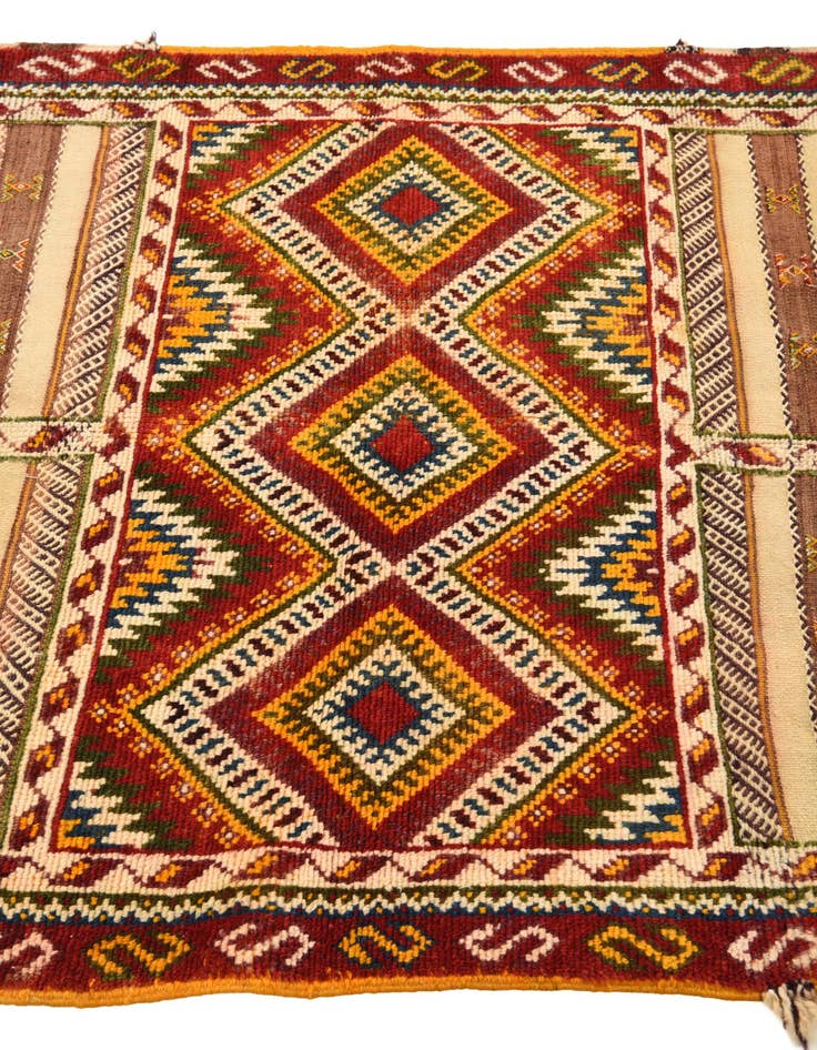 Detail image of  3' 8 x 7'  Hand Woven Kilim Fars Wool Runner Rug