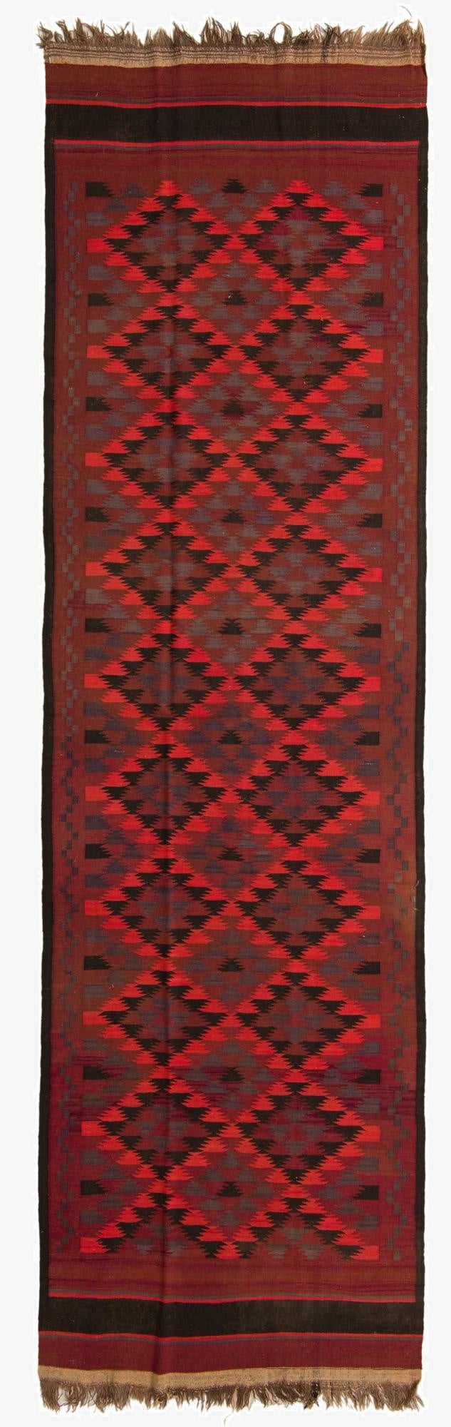  4' 4 x 15' 3  Hand Woven Kilim Fars Wool Runner Rug