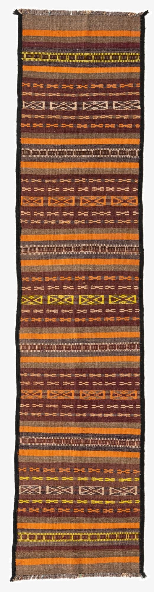  2' 4 x 10' 1  Hand Woven Kilim Fars Wool Runner Rug