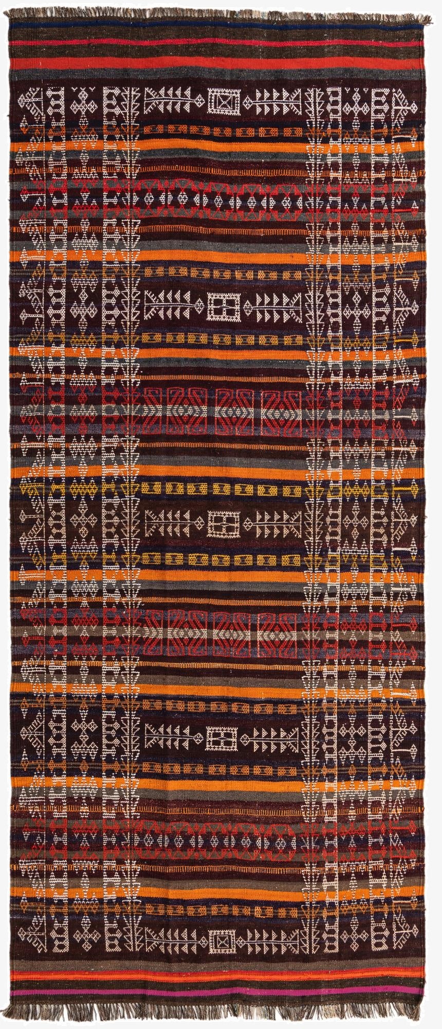  4' 3 x 10' 1  Hand Woven Kilim Fars Wool Runner Rug