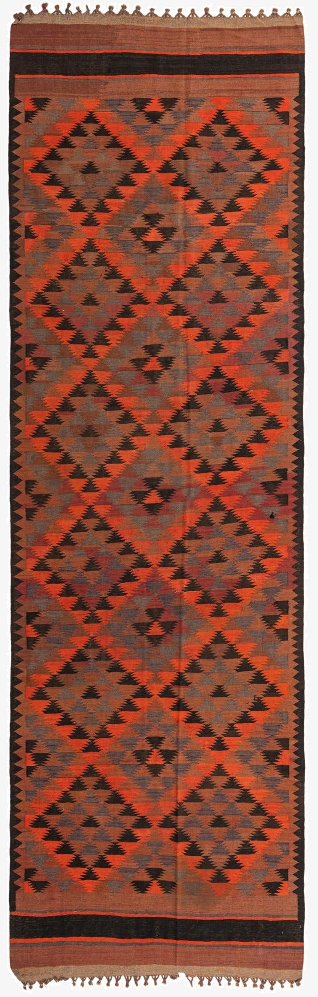  4' 8 x 14' 7  Hand Woven Kilim Fars Wool Runner Rug