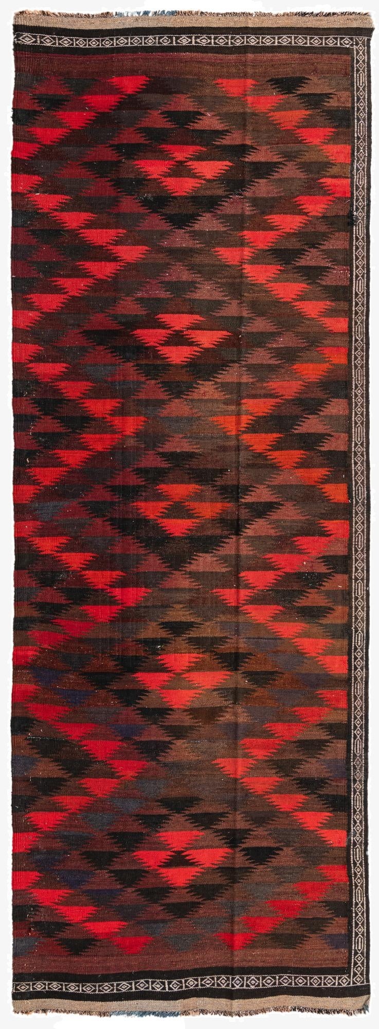  4' 2 x 11' 9  Hand Woven Kilim Fars Wool Runner Rug