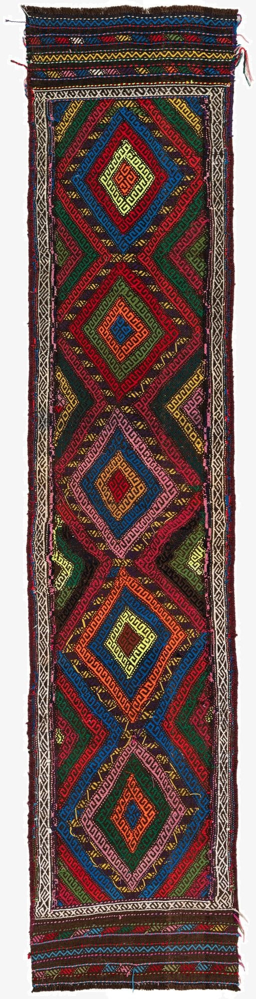  2' 2 x 9' 9  Hand Woven Kilim Fars Wool Runner Rug