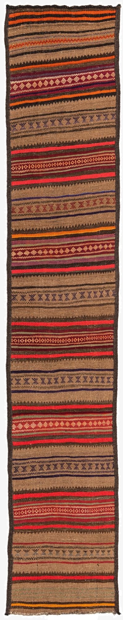  1' 10 x 10'  Hand Woven Kilim Fars Wool Runner Rug
