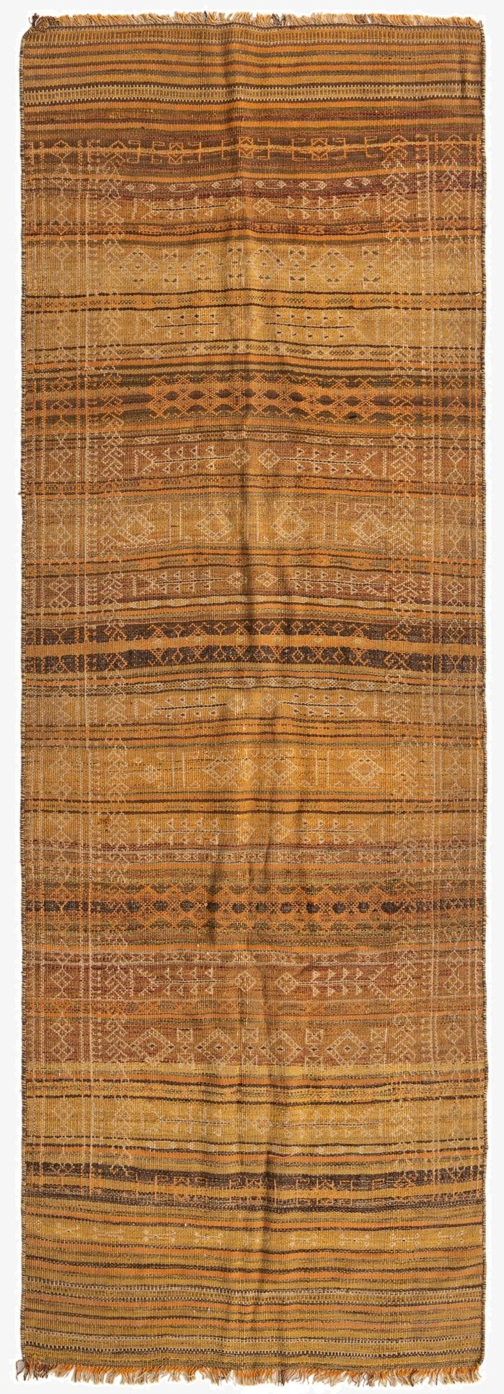  3' 4 x 9' 7  Hand Woven Kilim Fars Wool Runner Rug