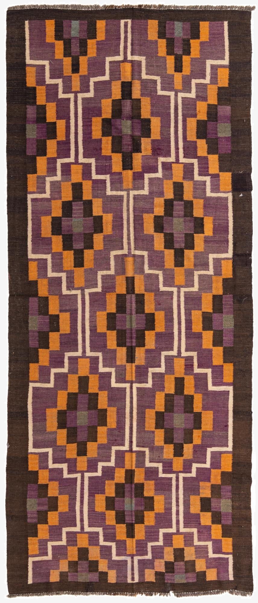  4' 11 x 12' 1  Hand Woven Kilim Fars Wool Runner Rug
