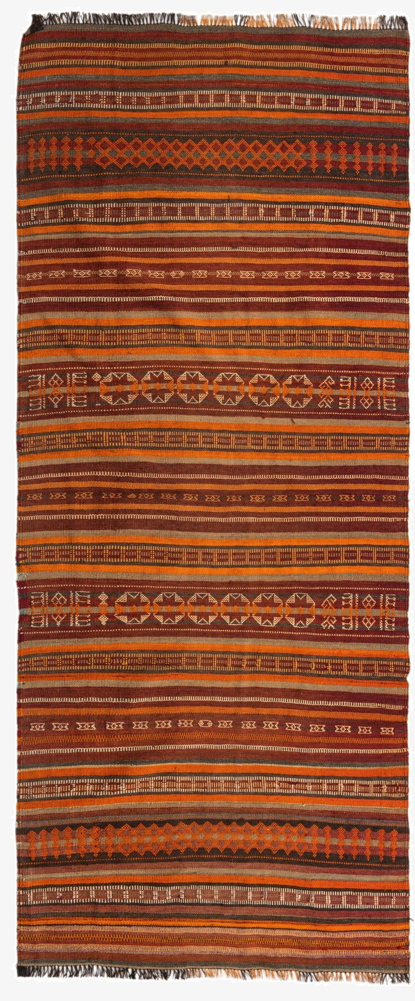  3' 9 x 9' 3  Hand Woven Kilim Fars Wool Runner Rug