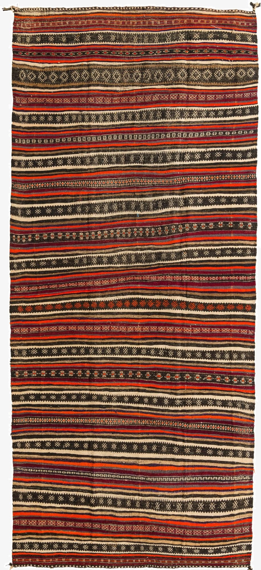  5' x 11' 4  Hand Woven Kilim Fars Wool Runner Rug