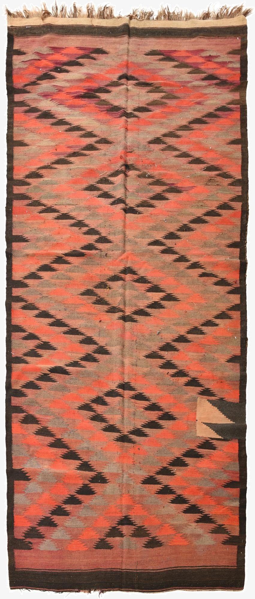  4' 8 x 11' 10  Hand Woven Kilim Fars Wool Runner Rug