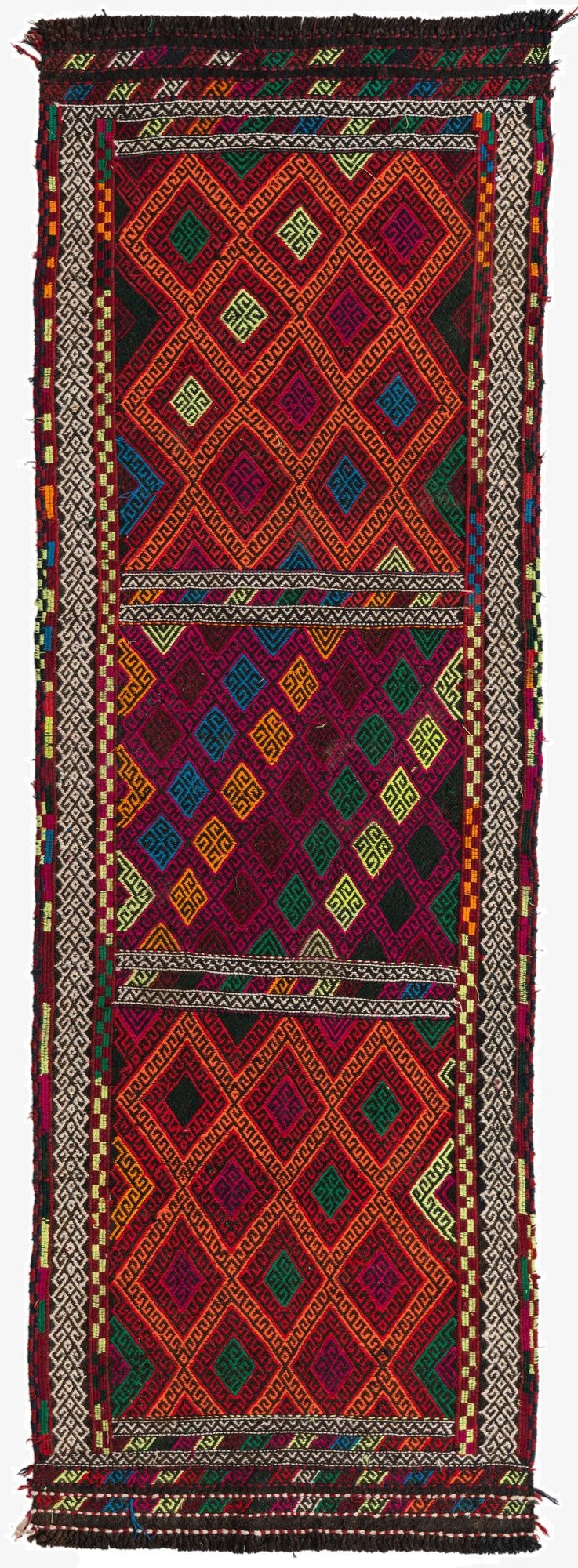  2' 8 x 8' 5  Hand Woven Kilim Fars Wool Runner Rug