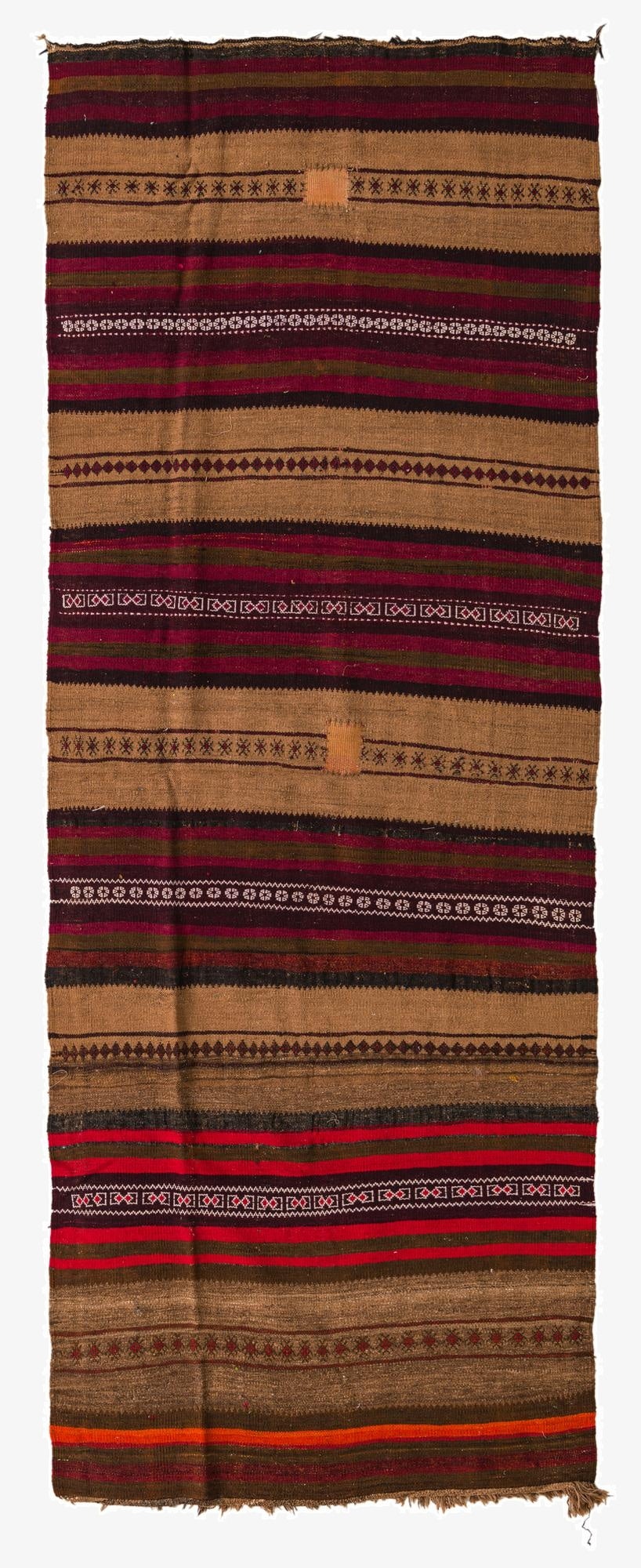  3' 9 x 10' 2  Hand Woven Kilim Fars Wool Runner Rug