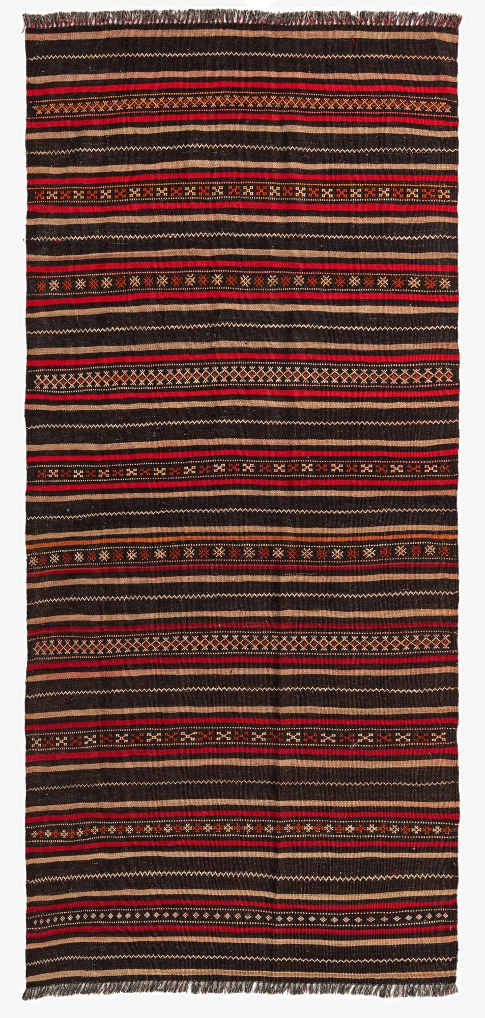  4' 5 x 9' 10  Hand Woven Kilim Fars Wool Runner Rug